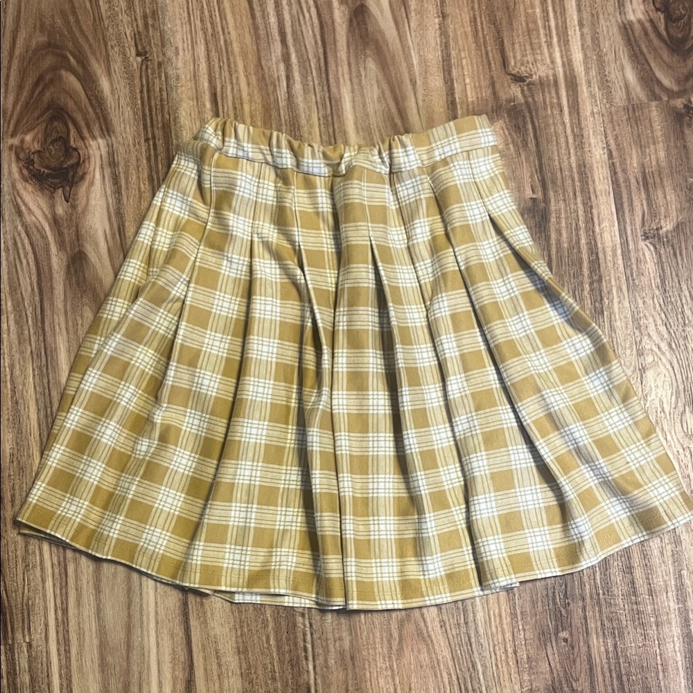 Charming Yellow Plaid Kids A-Line Skirt